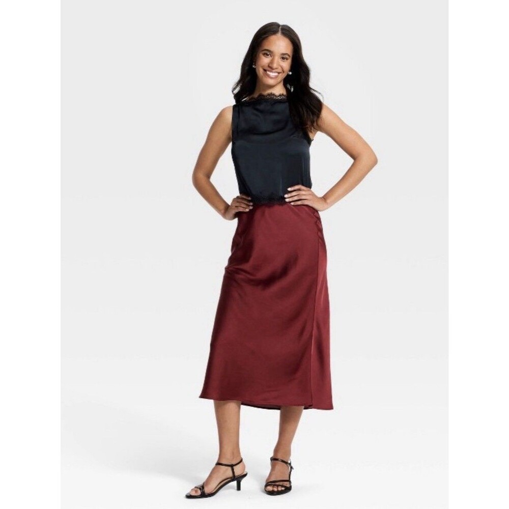 Women’s Midi Slip Skirt A New Day Red Medium